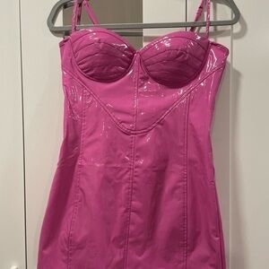 Pink Patent Leather Bustier Dress